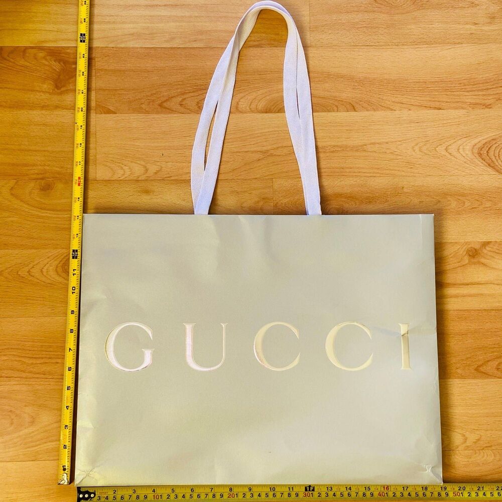 Gucci Silver Paper Shopping Bag - silver large, 18.75" x 14" x 6.75"